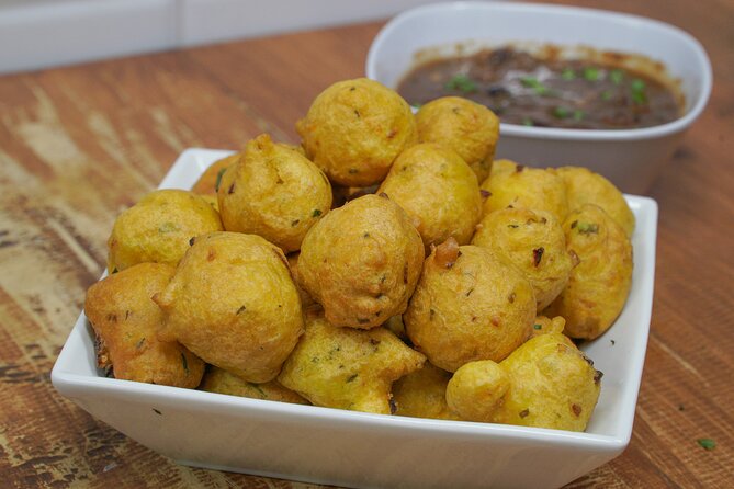 Night Street Food Tasting Tour in Trinidad - St. James brings curry, potato, chickpeas, and roti