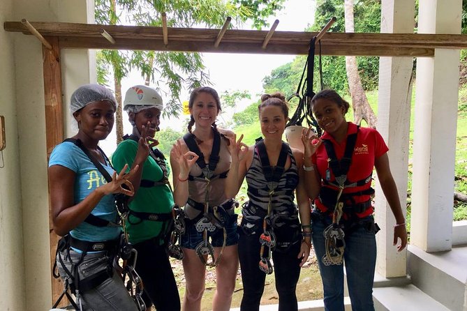 Trinidad Zipline Adventure - Getting fitted for the course